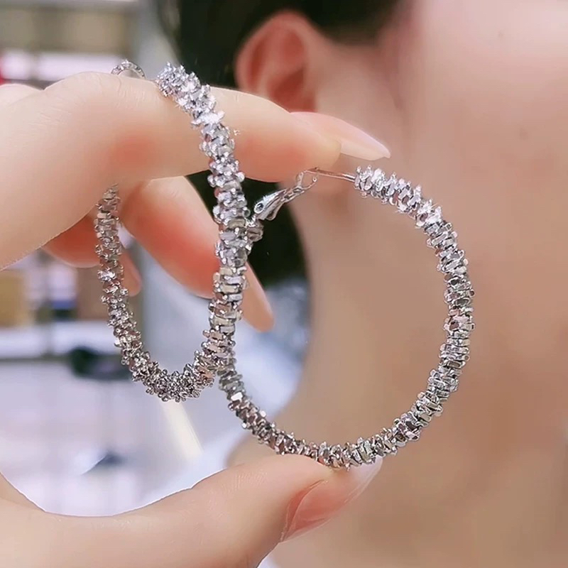 合金耳饰 609满天星大耳圈女冷淡风设计感小众ins风气质通勤耳环