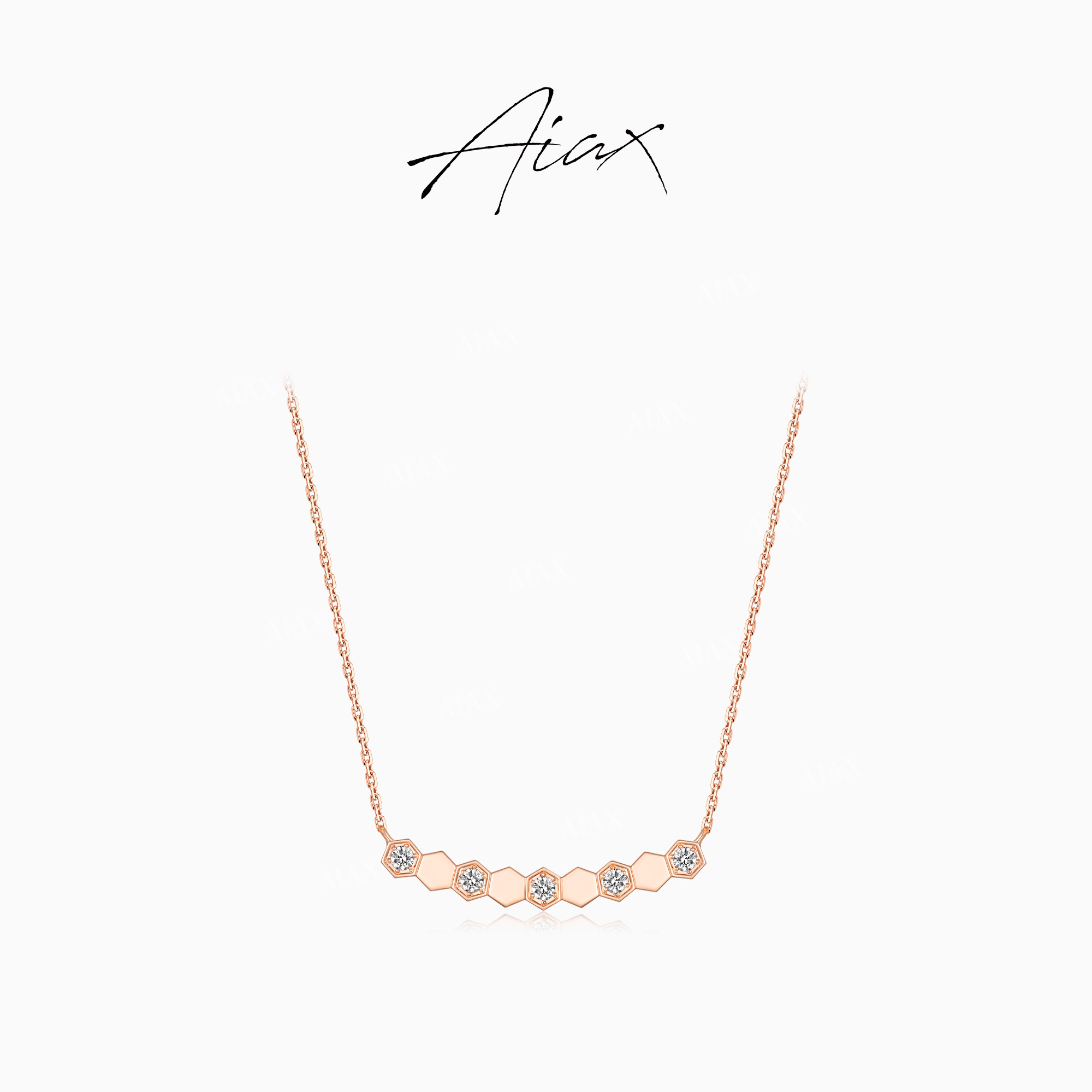 坠链均925银合成锆石 AIAX 【蜂巢】轻奢经典闪亮蜂巢项链TSJ9441