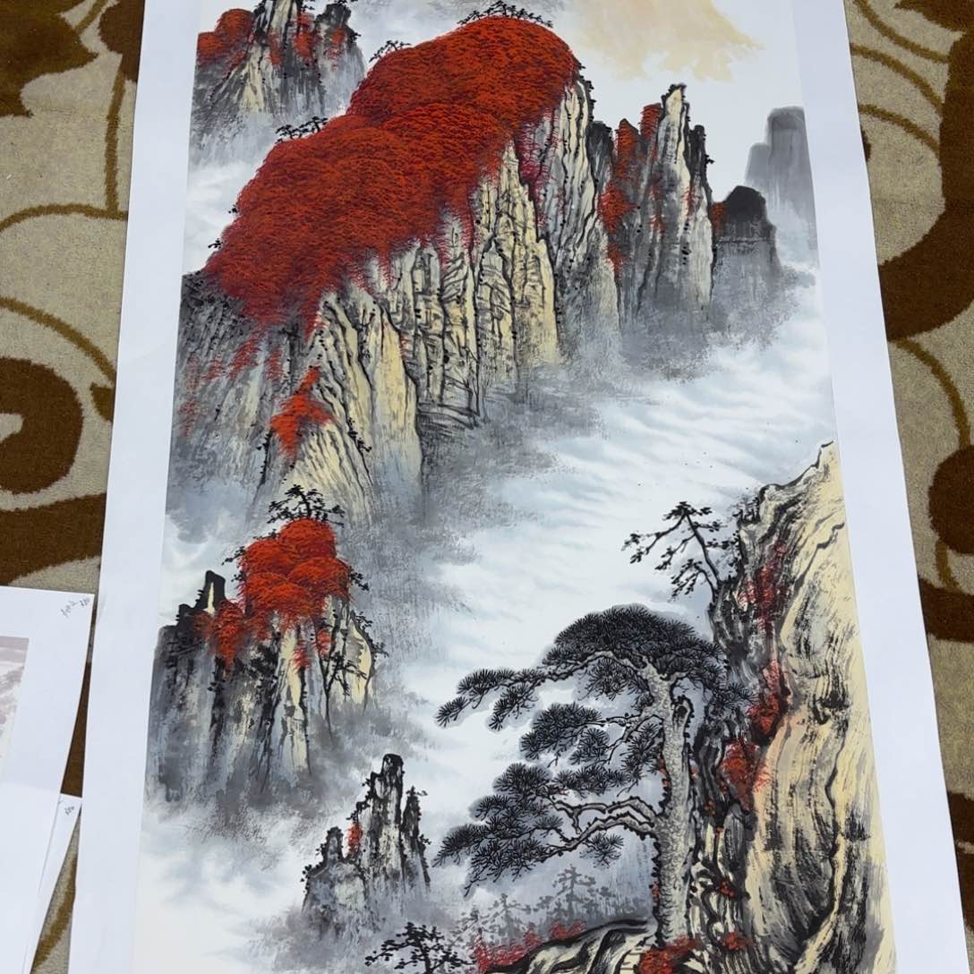 国画晏**守卢世文四尺山水赵