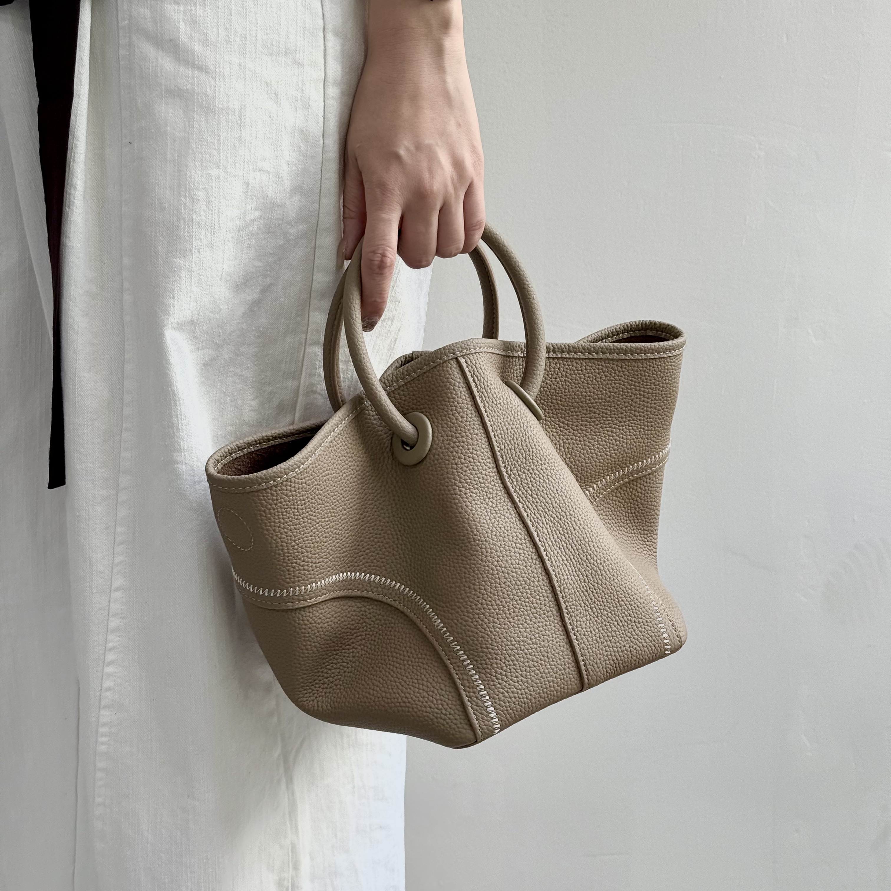 ZEUGEE【圆手环慵懒菜篮子】小众手提单肩斜挎包 真皮简约时尚百搭