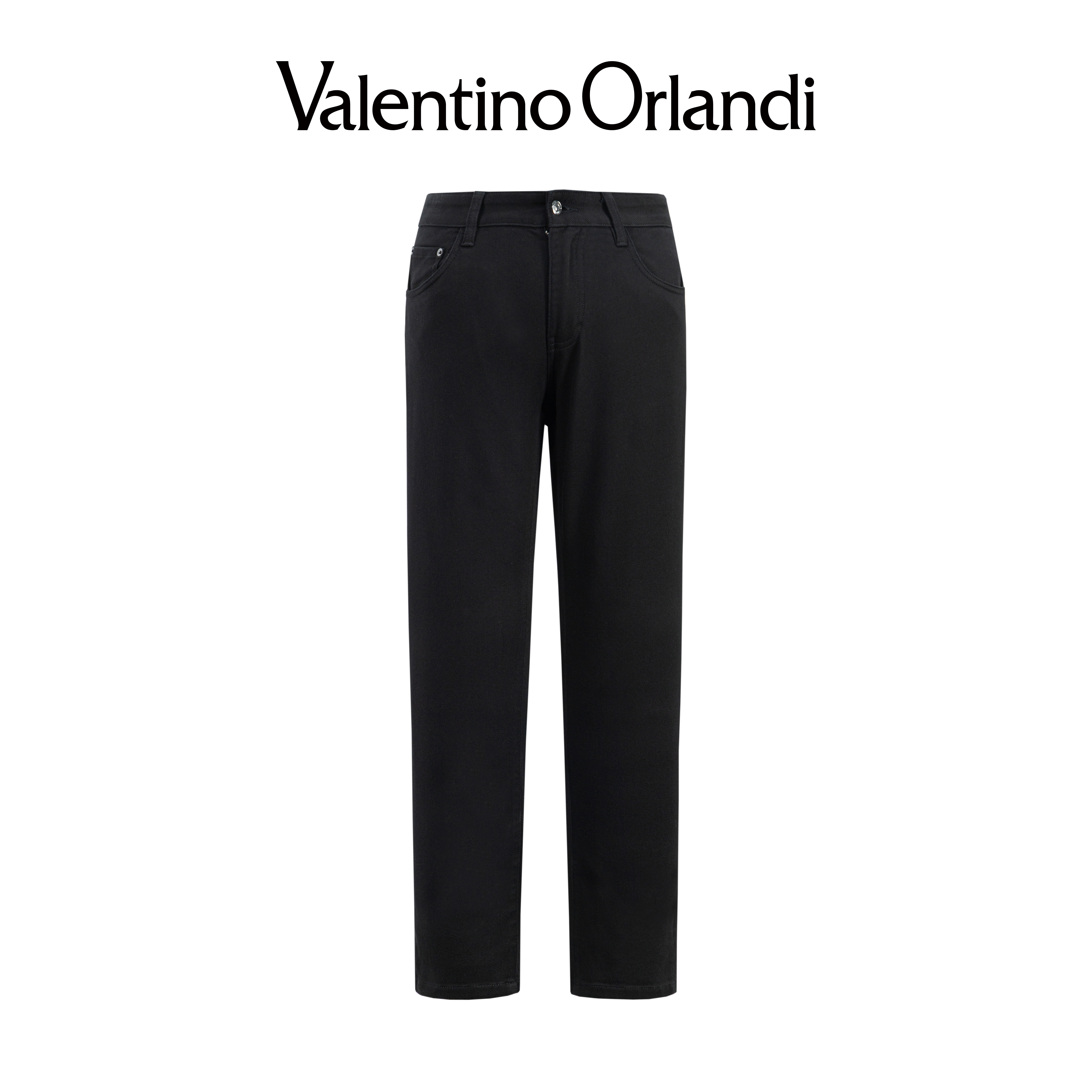 Valentino orlandi男士秋冬A版时尚净版字母钢印直筒磨毛牛仔裤