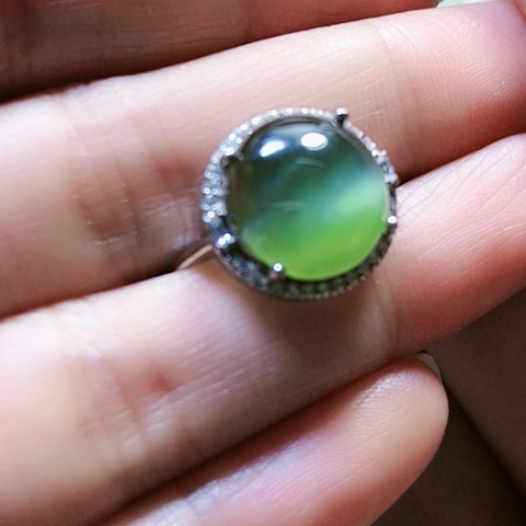 和田玉戒指银S925镶嵌
