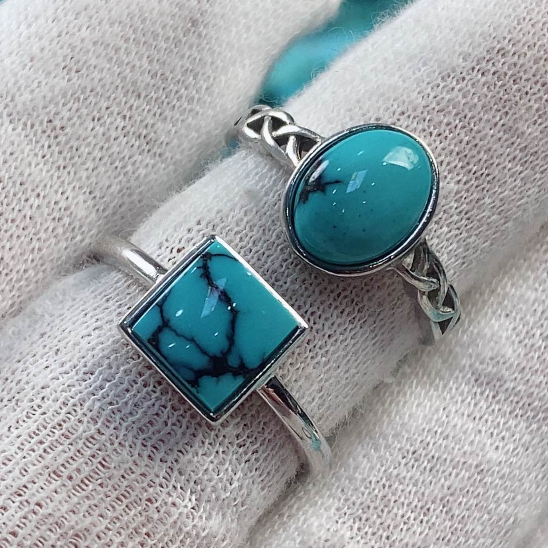 绿松石珠宝奇石银S925镶嵌˗****˗