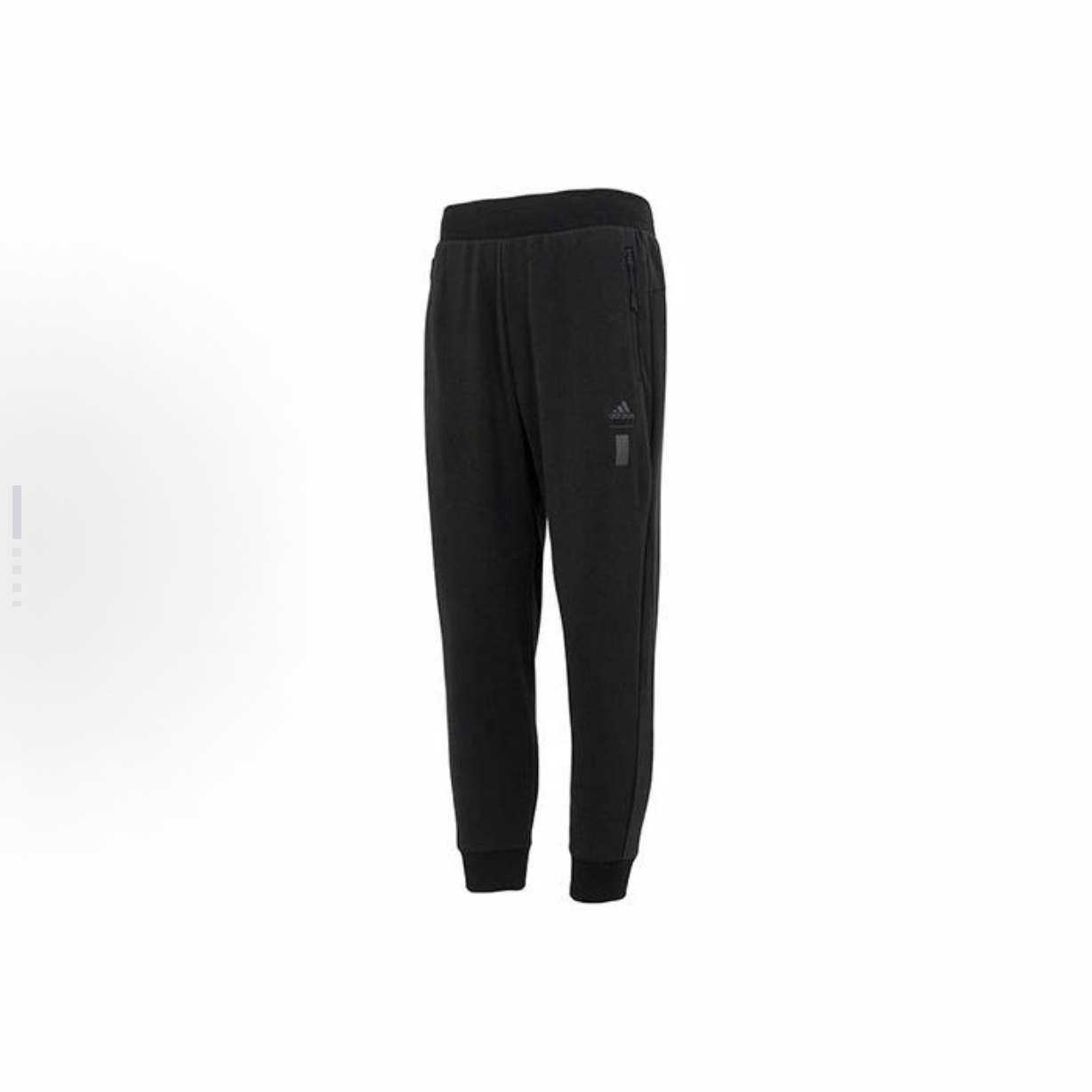 adidas  纯色字母九分松紧腰束脚卫裤针织运动裤 男款 黑色IA8187