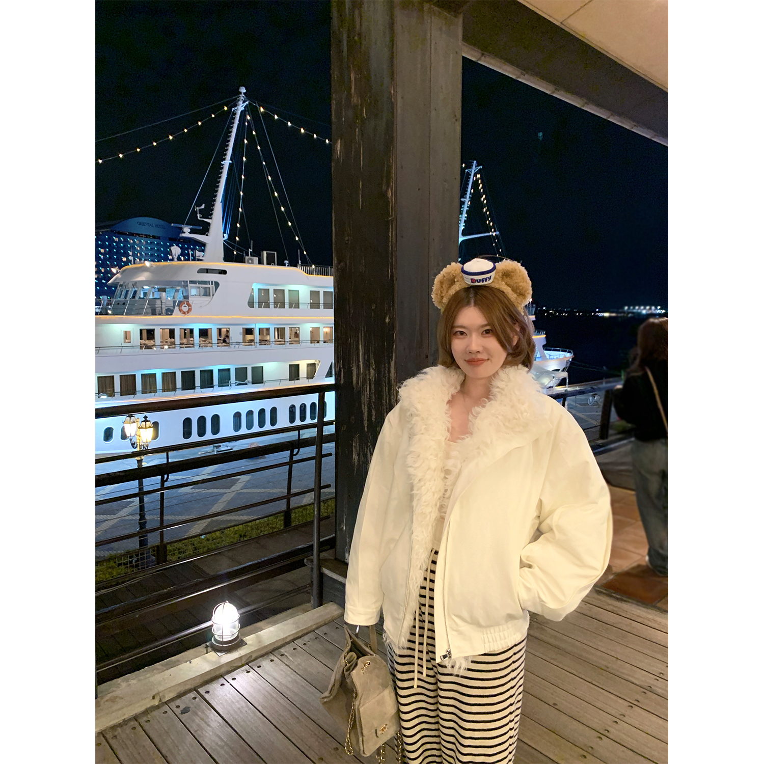 酒心微胖定制 雪国列车 拼接立领工装秋冬白鸭绒羽绒服