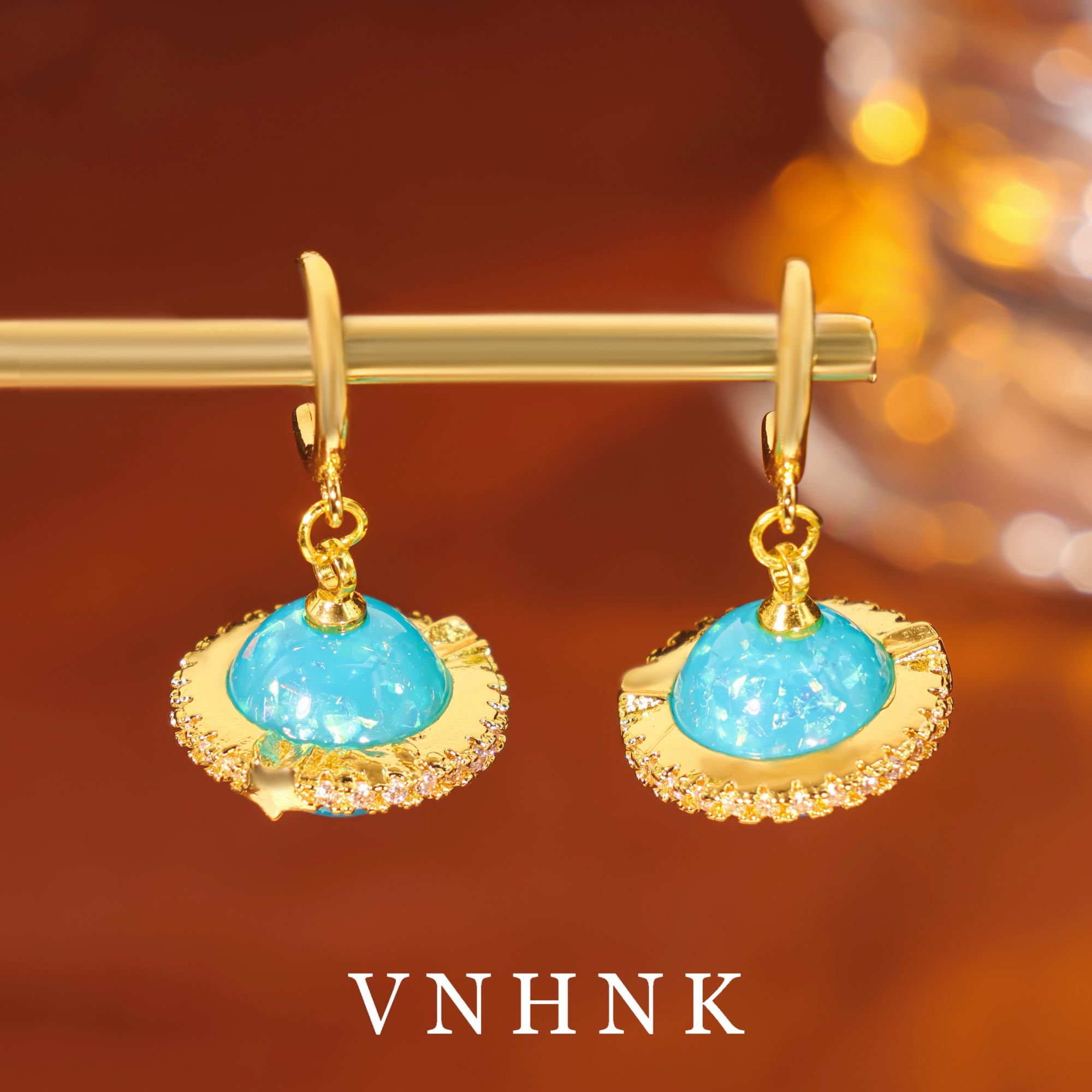 铜合金耳饰 美可儿   C109    蓝色小众百搭耳环