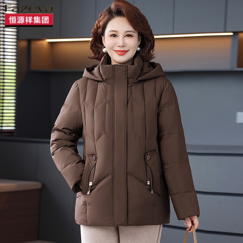 【恒源祥集团彩羊】新款羽绒服妈妈装洋气中老年加厚连帽外套A52
