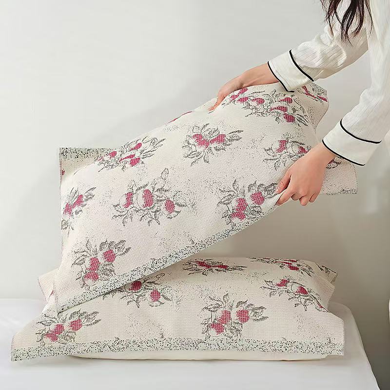 【枕巾上春山枕巾】高端舒适透气纱布成人枕巾一对装52*78