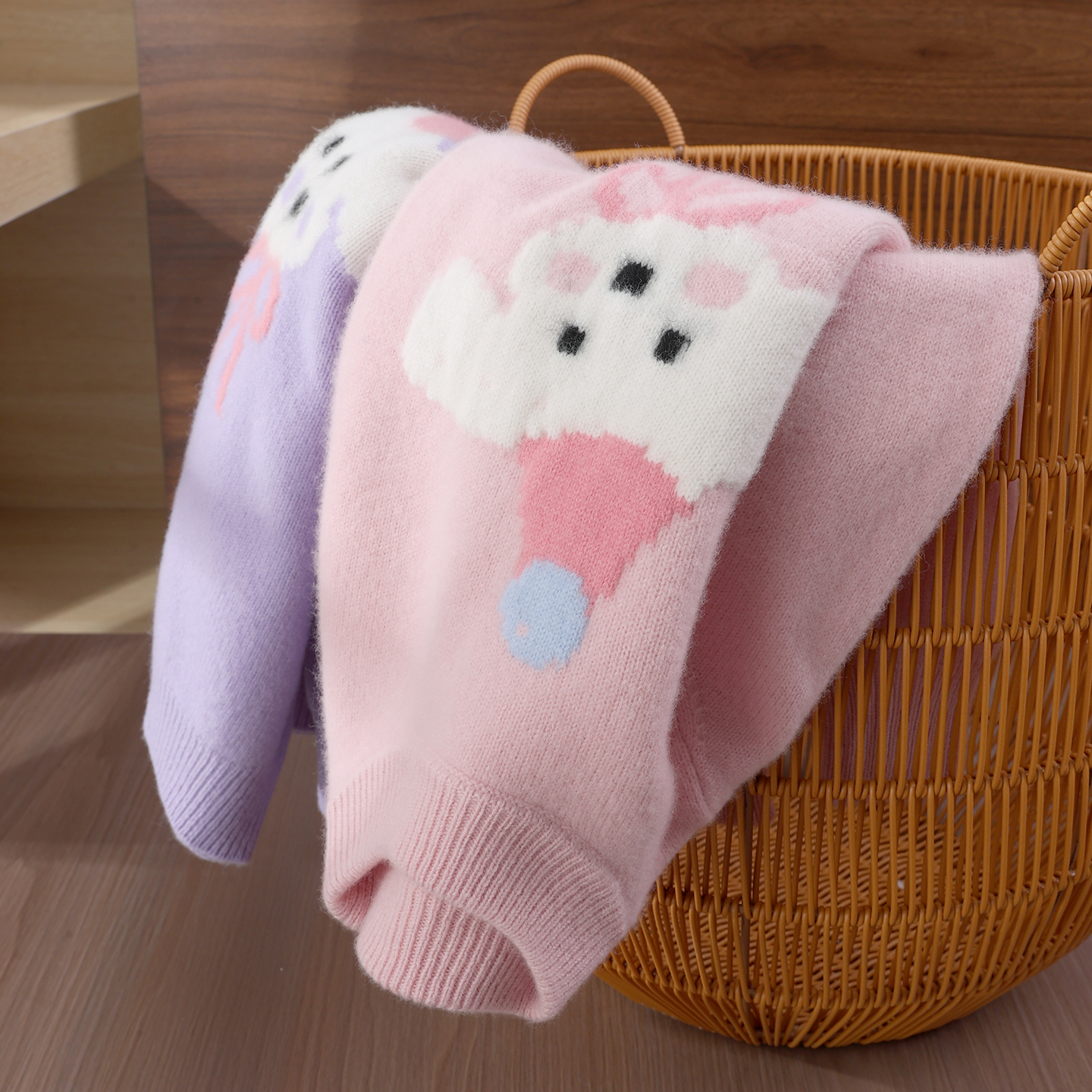 【100羊毛】儿童羊毛衫加厚卡通系列女童男童针织打底衫秋冬毛衣厚