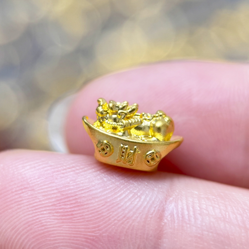 【金哆哆】足金999元宝貔貅黄金手绳手串配件中穿中空