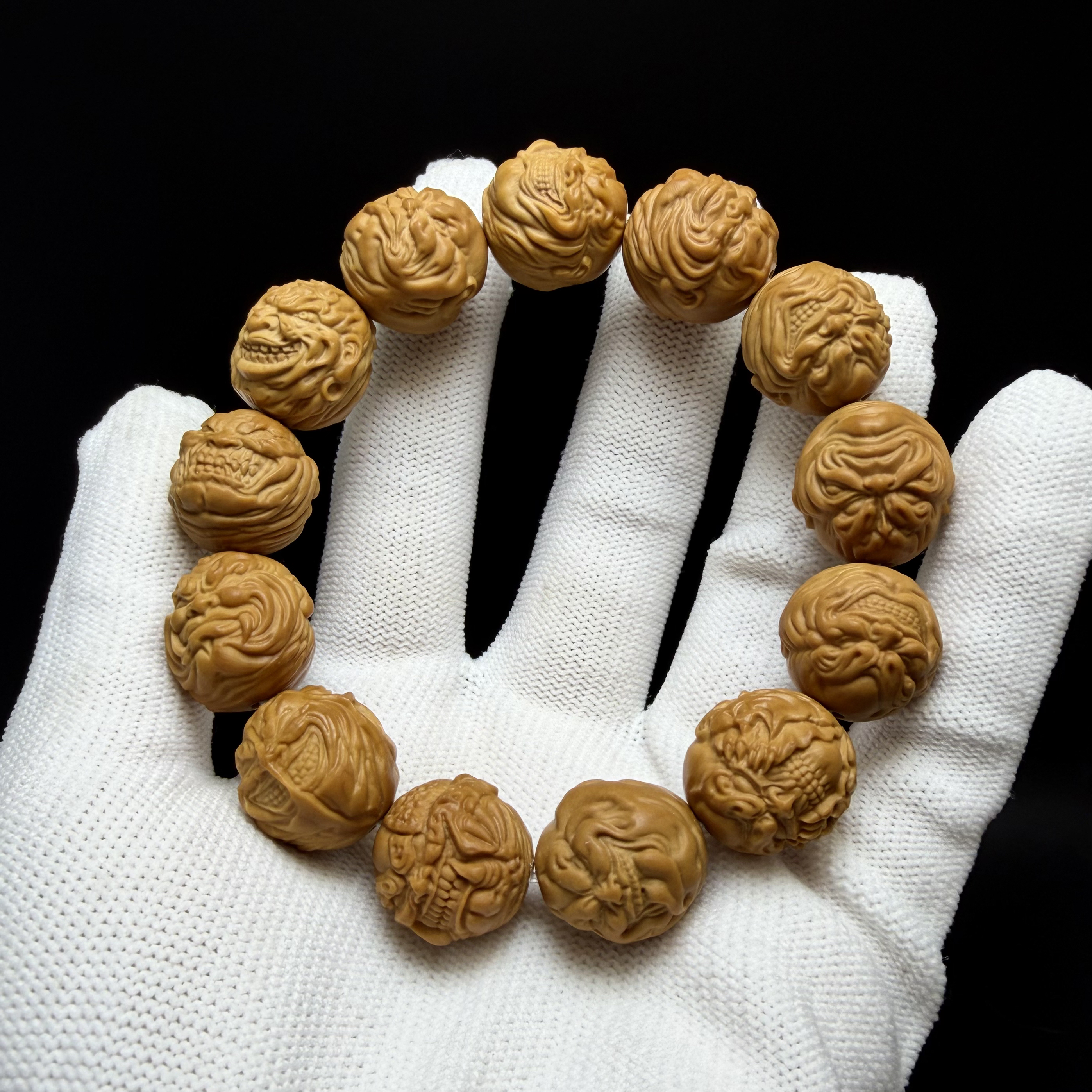 猴头 恶僧满贯手串 雕刻 单颗 尺寸16mm➕