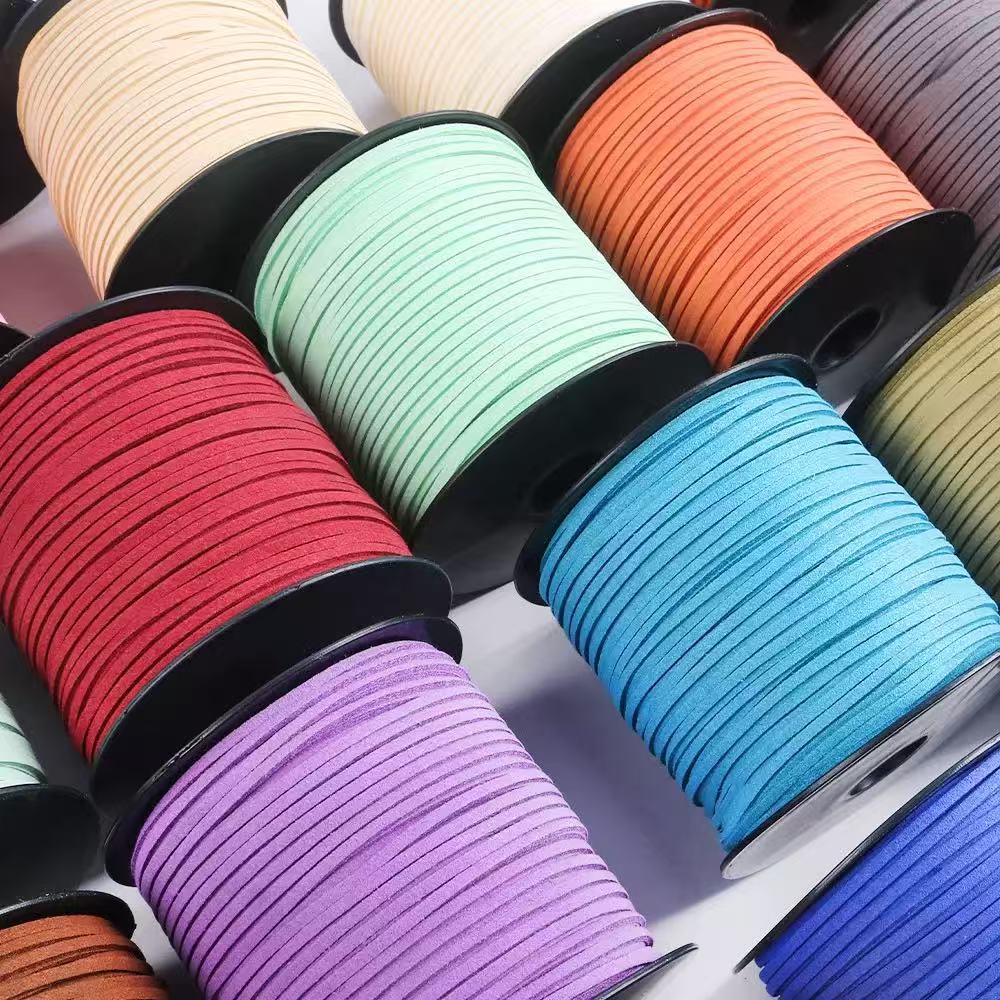 现货4.5mm彩色编织伞绳，蜡线，绒皮绳 ins风手工diy手绳挂包