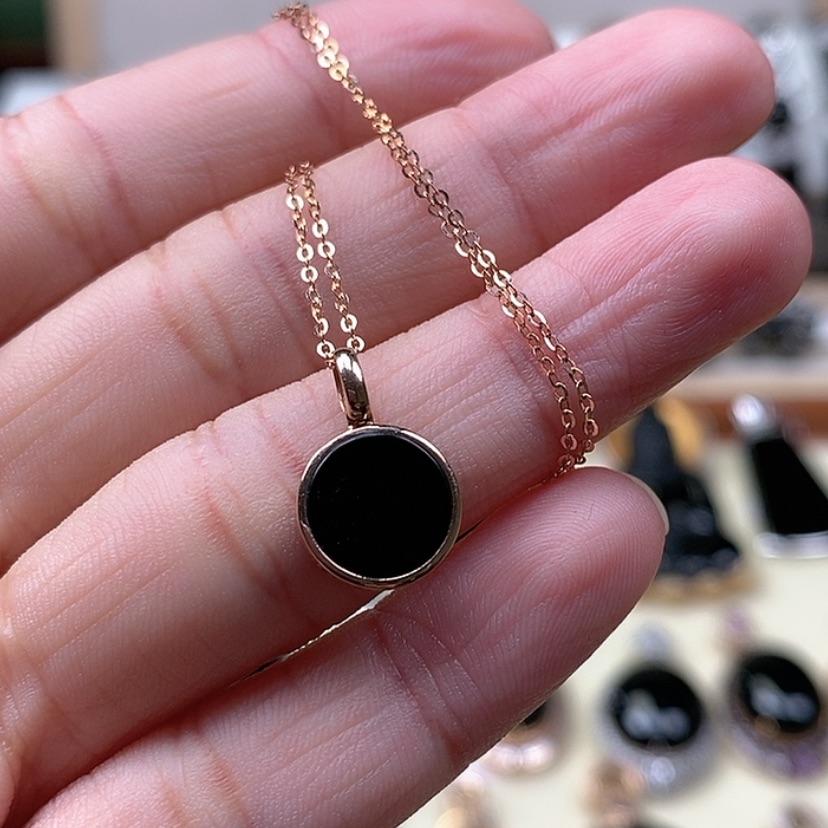 【闪购商品】翡翠套链18K金镶嵌墨翠