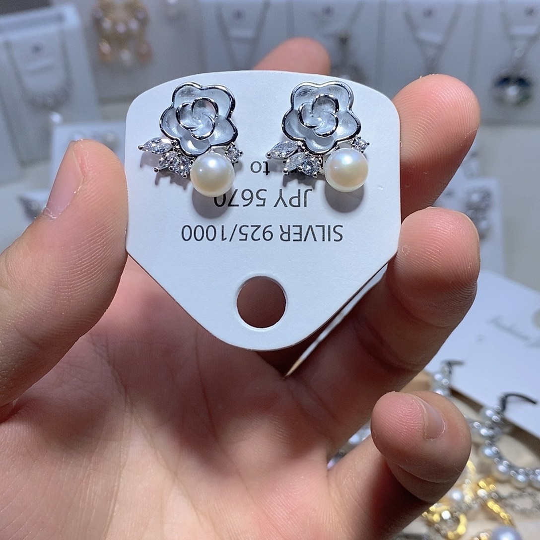淡水珍珠耳饰银S925镶嵌