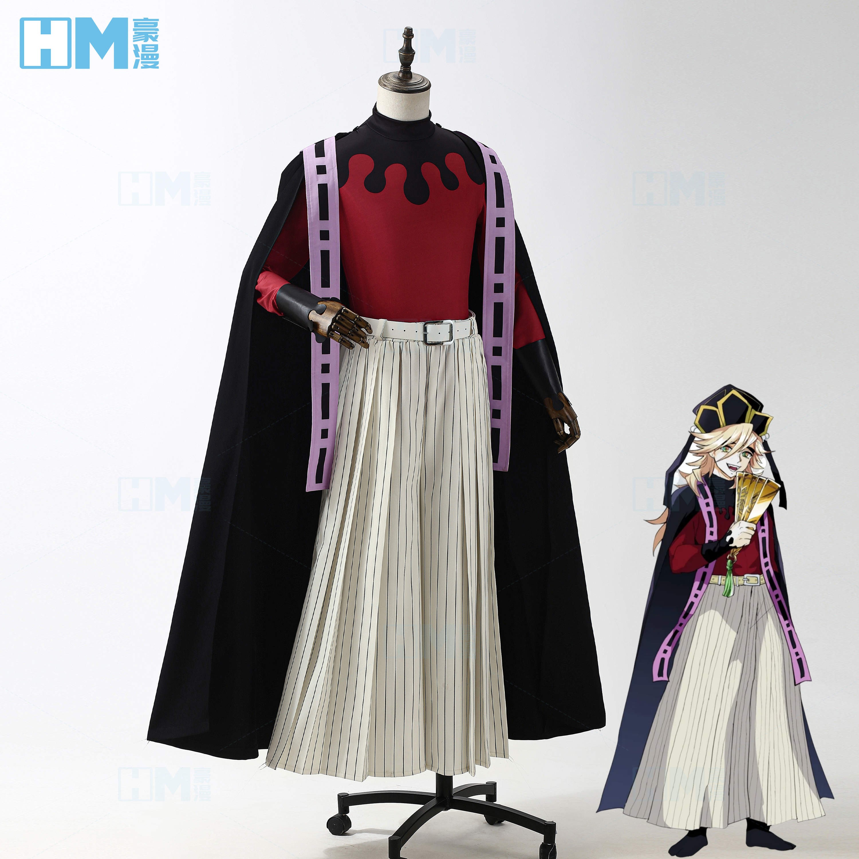 豪漫鬼灭之刃童模磨cos服上弦之二印花面料刺绣装饰cosplay男
