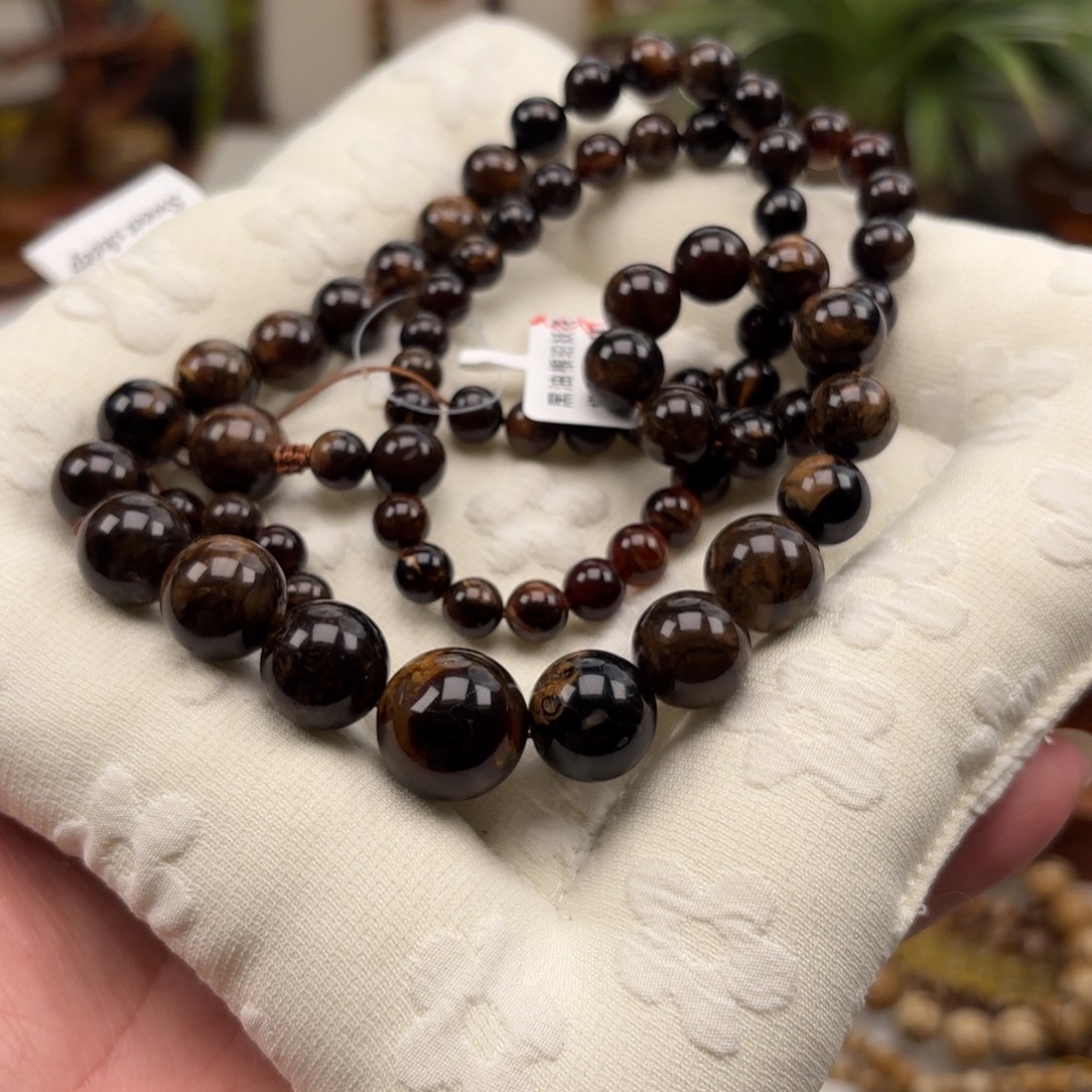 琥珀未镶嵌手链黑油根珀塔链