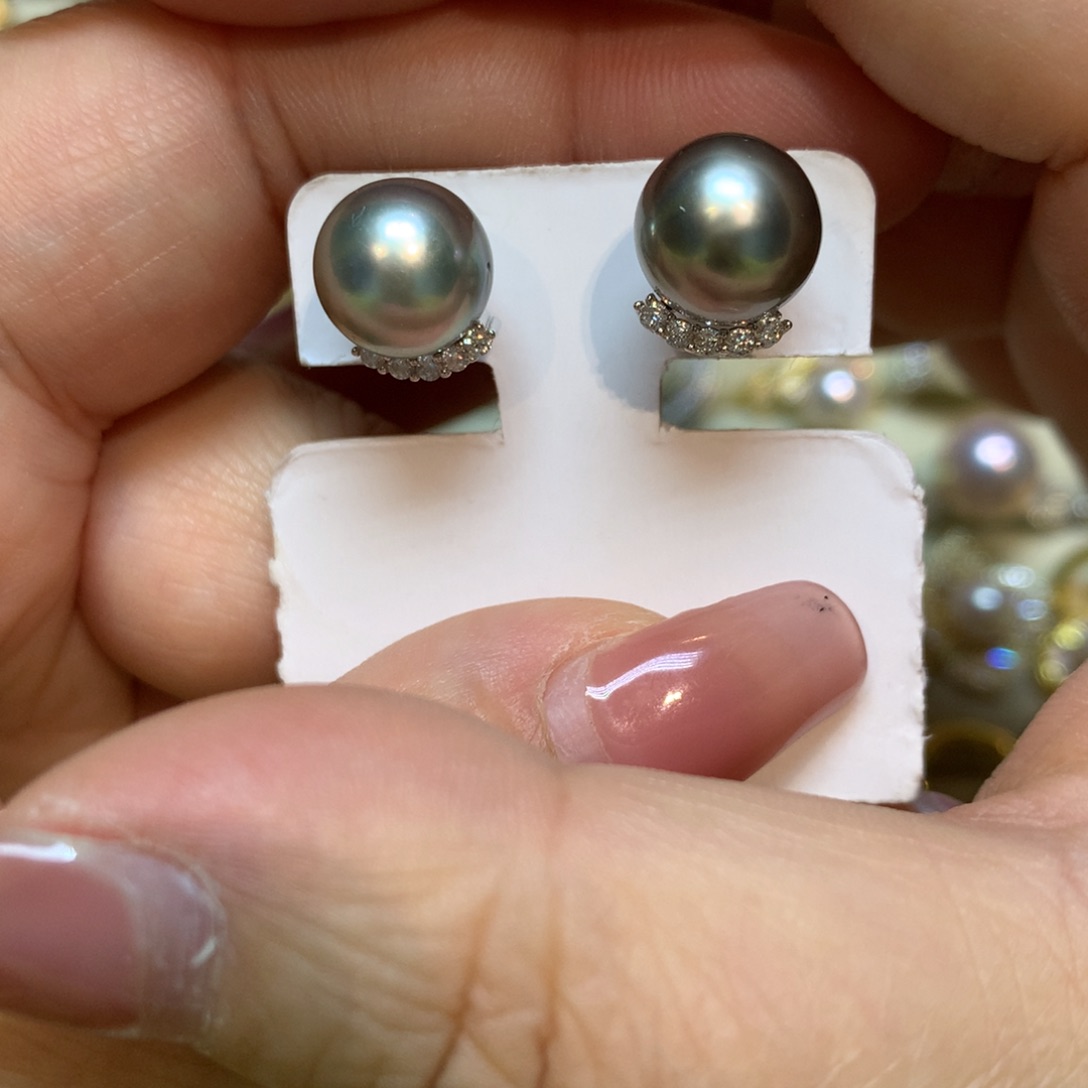海水珍珠耳饰银S925镶嵌