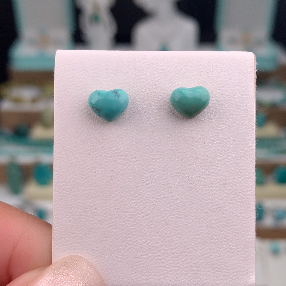 绿松石银S925镶嵌耳饰