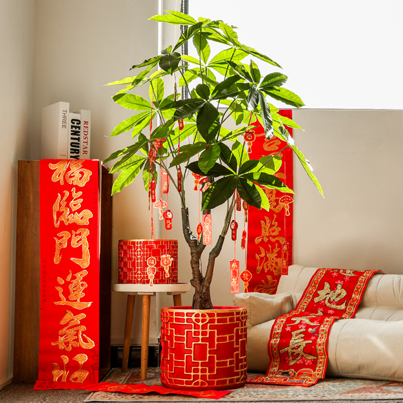 全新升级春节喜庆加大加厚镁泥花盆简约家居客厅装饰摆件绿植花盆