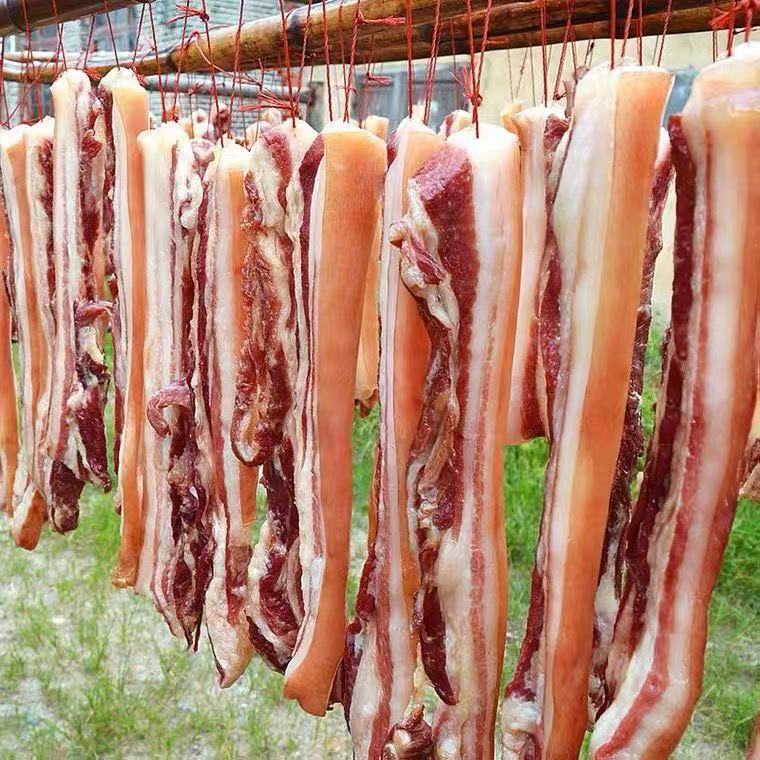 农家土猪五花腊肉日晒风干