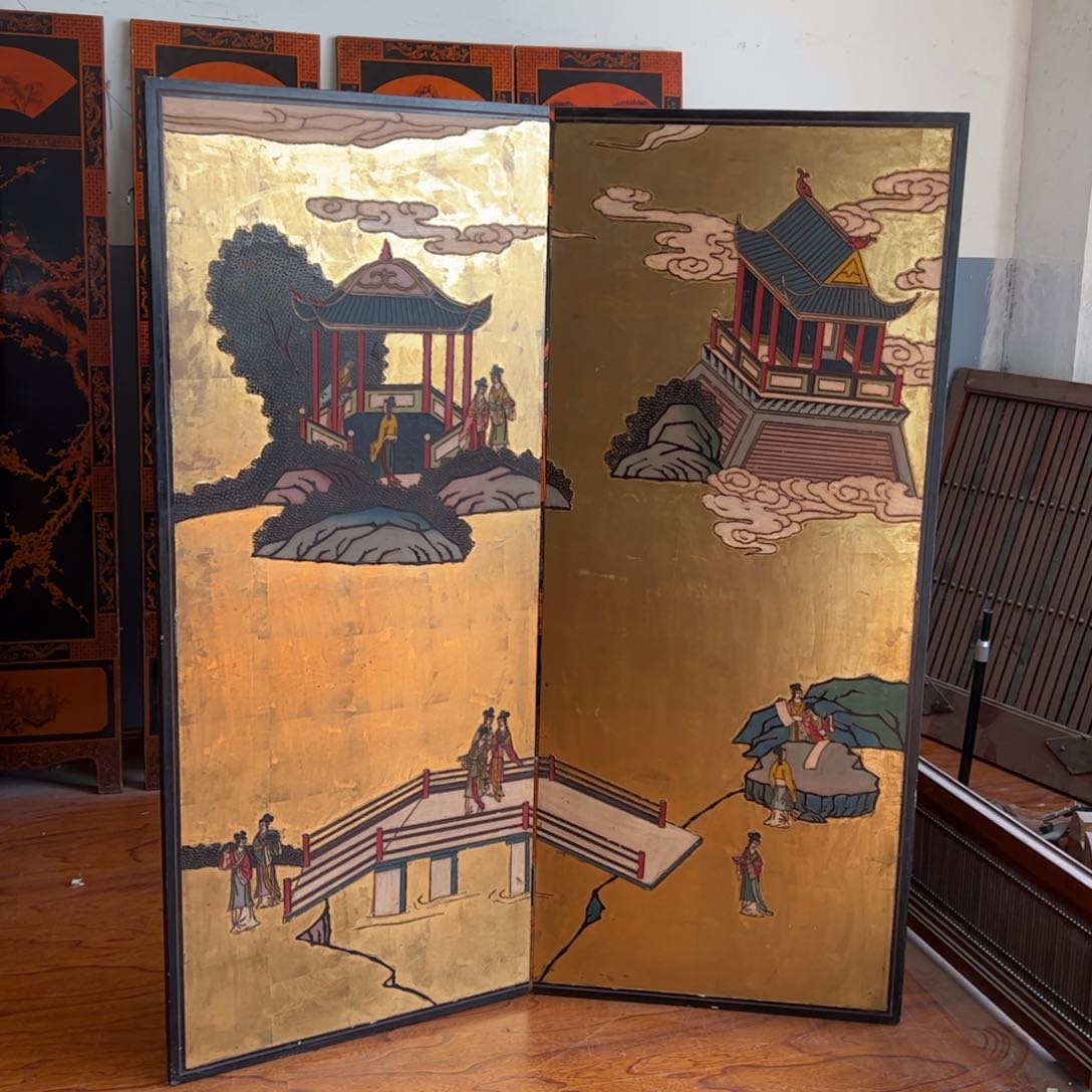 绘画屏风框画茶空间设计
