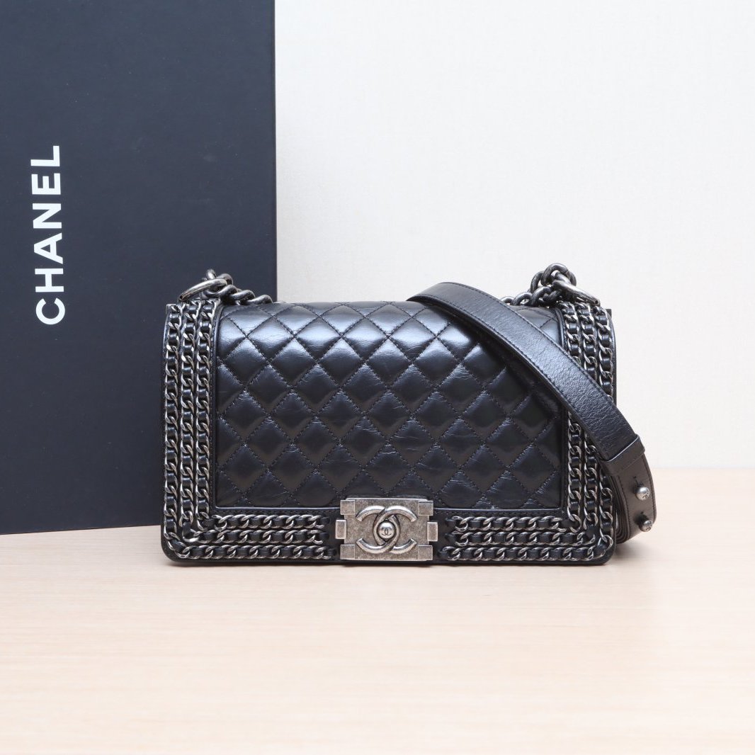 95新 Chanel/香奈儿 小花Jerry Leboy 中号 20开三皮穿链滚边 包