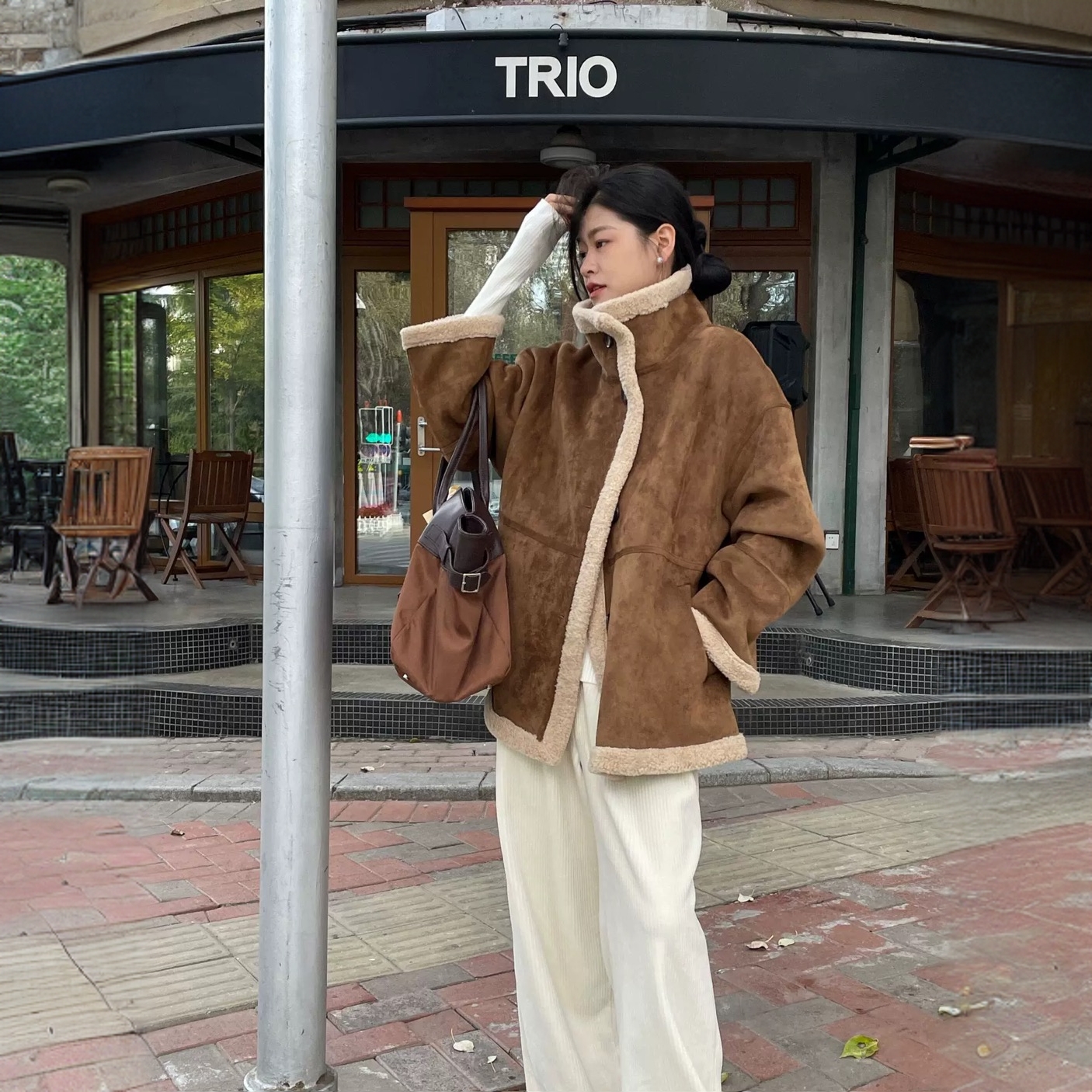 ZX583皮毛一体外套女2025秋冬新款时尚宽松休闲夹克上衣