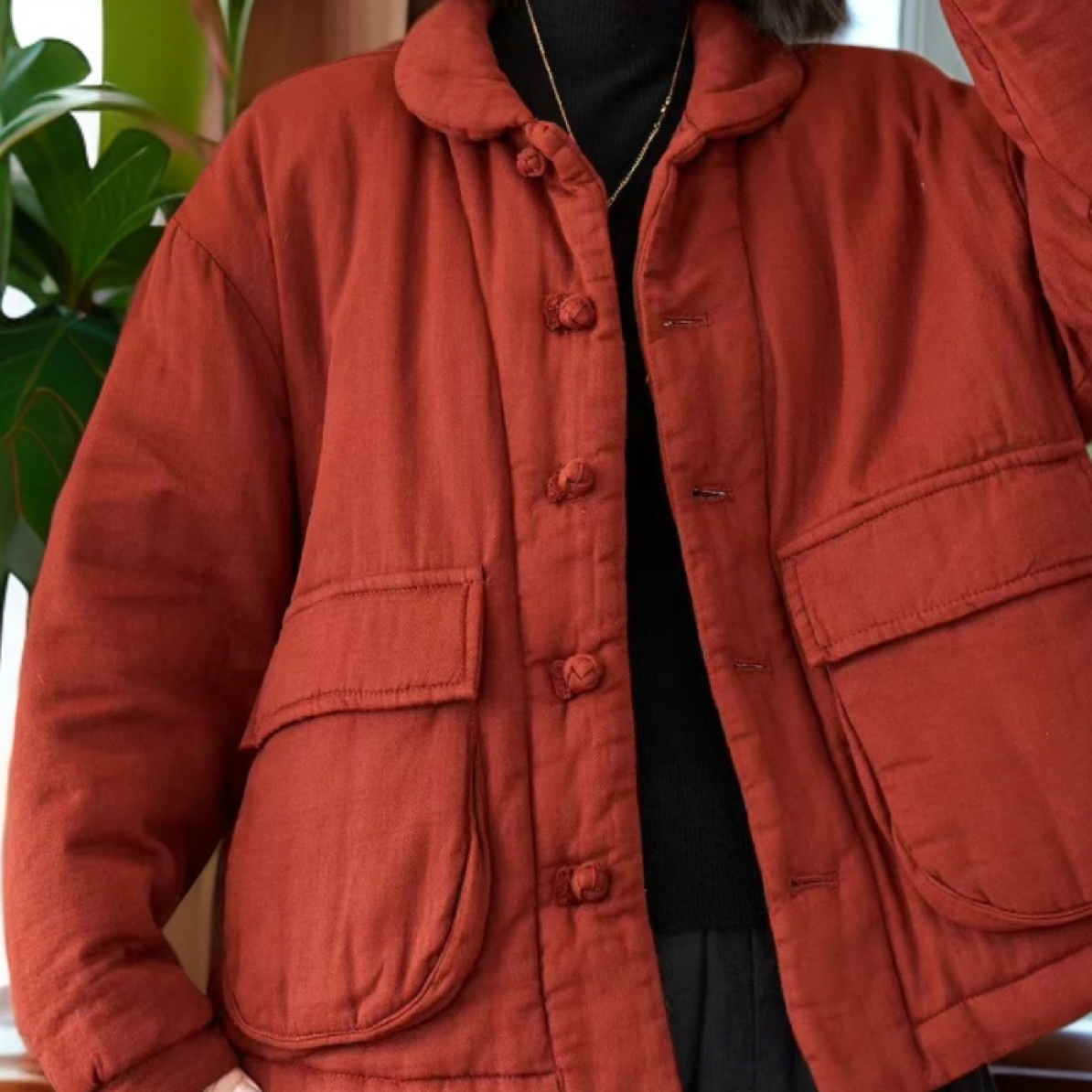 【纯色素美2】<纯色棉衣>新中式文艺加厚棉衣宽松版188