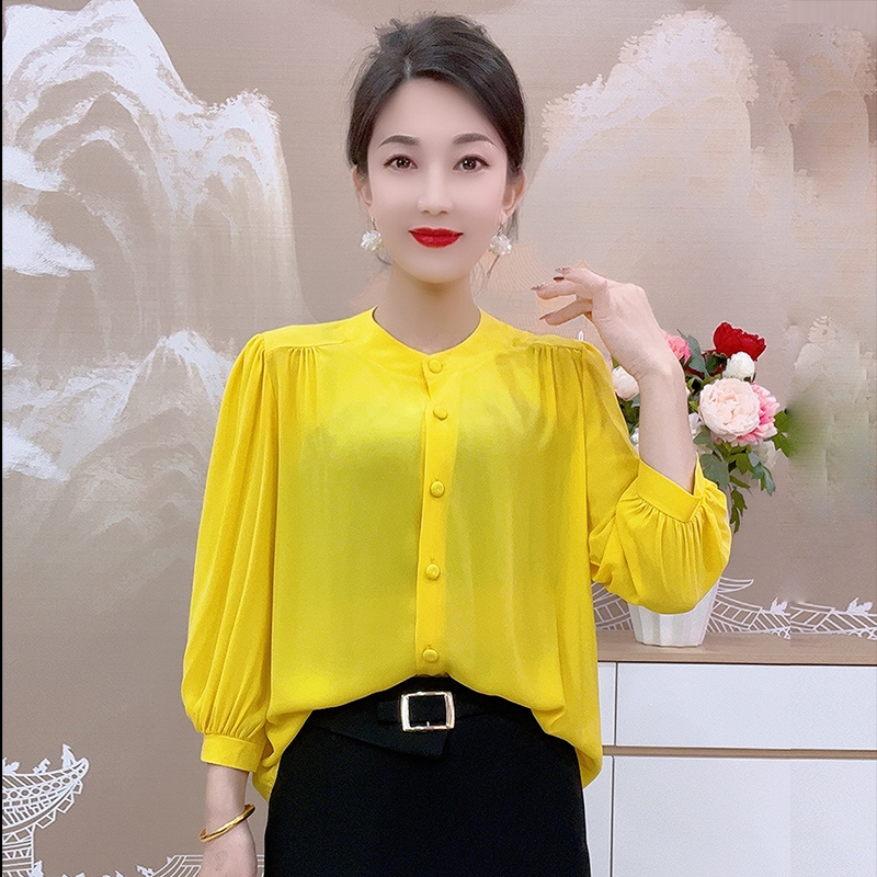 【英子专属】2503款韩版美林麻衬衫上档次减龄春季雪纺新款打底衫