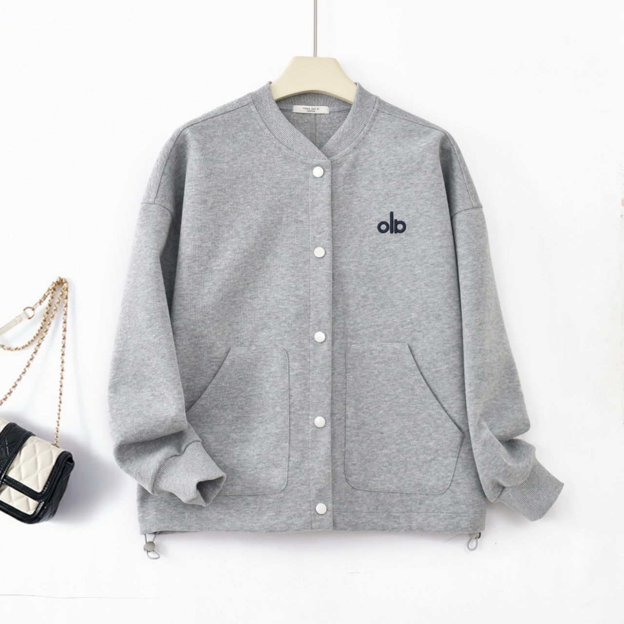 秋季新款韩式棒球服上衣重工字母刺绣口袋抽绳休闲外套女C3188428