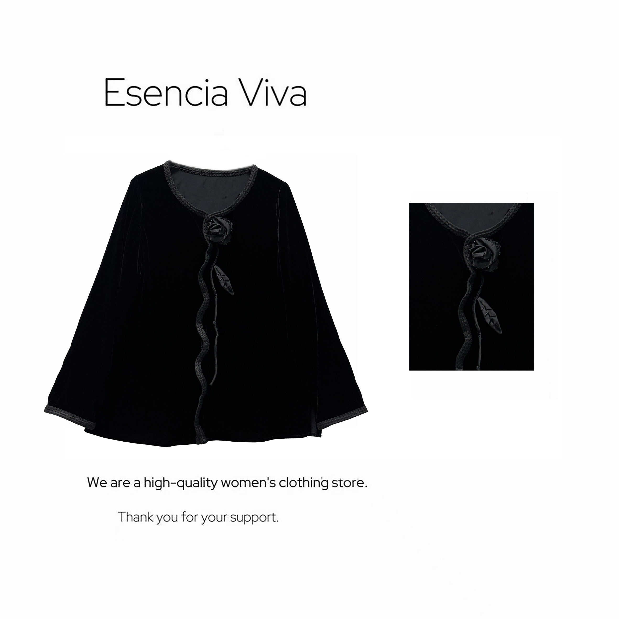 EV.【原创设计】设计感款玫瑰花朵气质百搭开衫衬衫上衣EVZZ0230