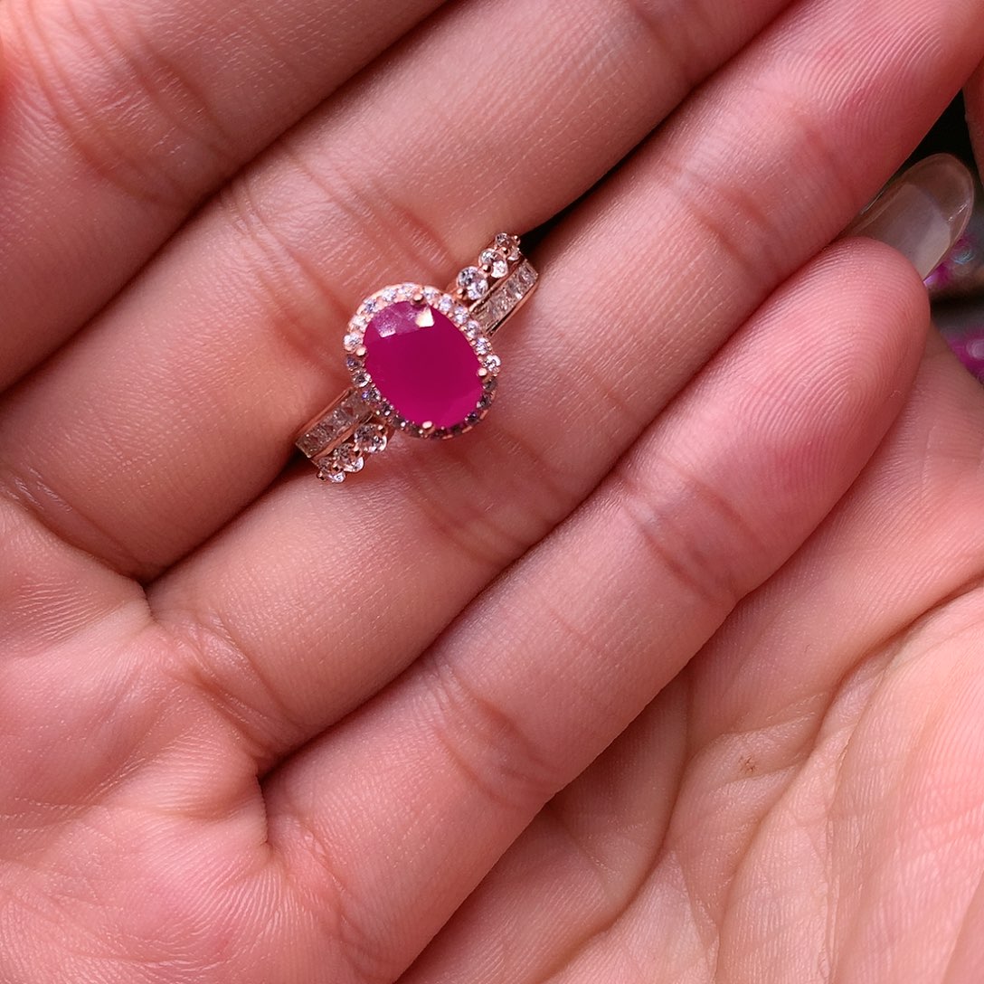 红宝石戒指银S925镶嵌