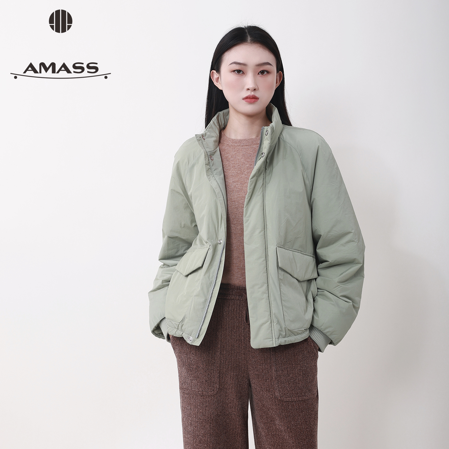 阿玛施/AMASS 新款秋冬百搭时尚保暖休闲新雪丽棉服外套女540051