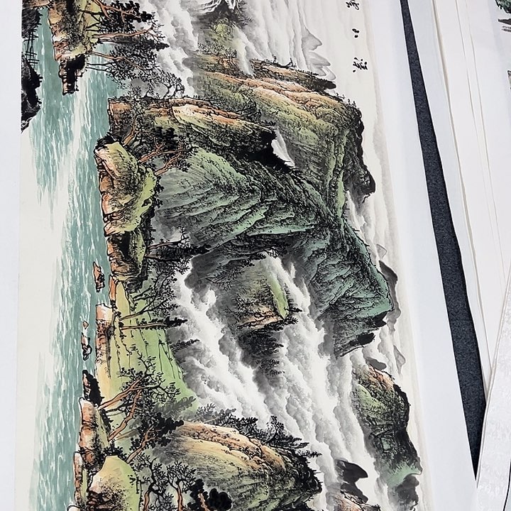 竖款晚上好呀……山水作品喜欢吧