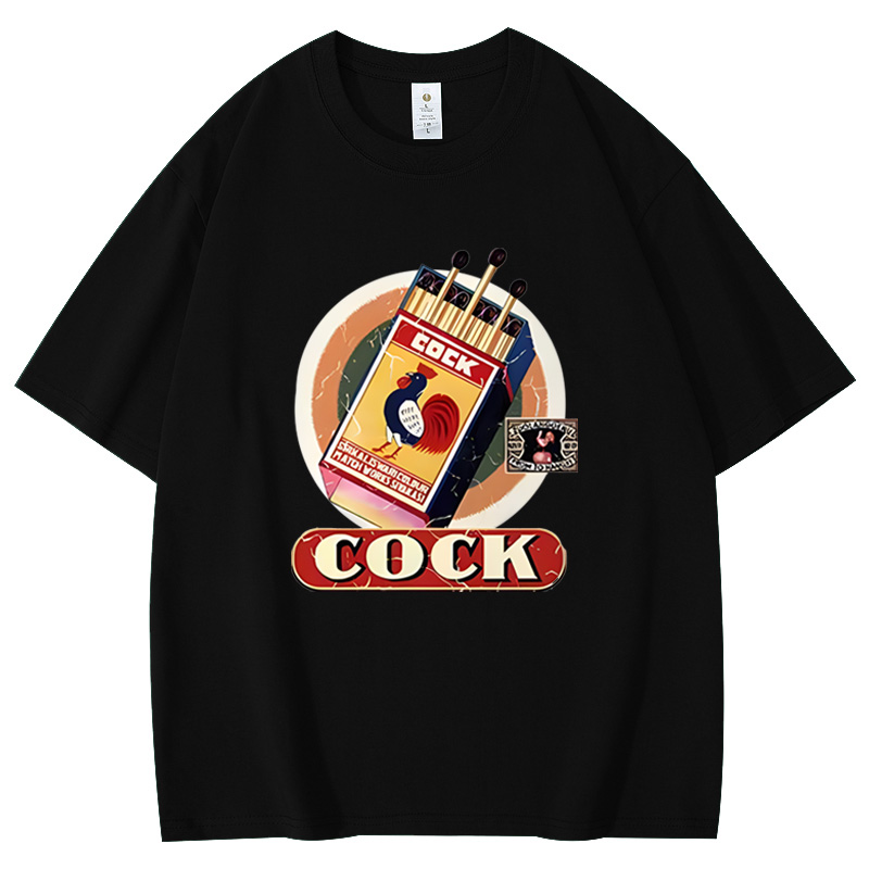 美式复古圆领休闲风短袖情侣动漫印花T恤白色宽松潮流夏季t恤