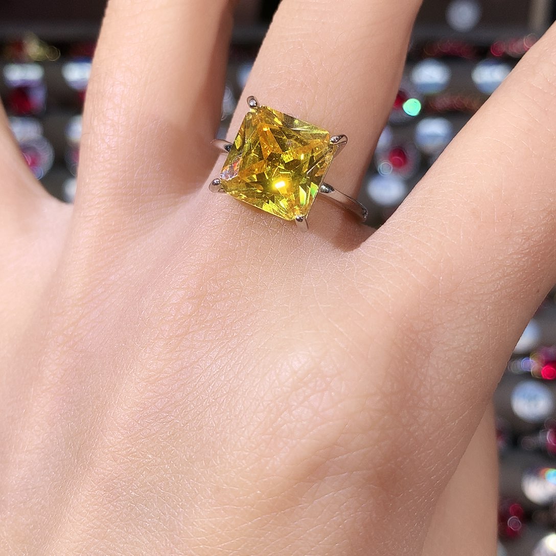 无925银金丝雀色戒指10