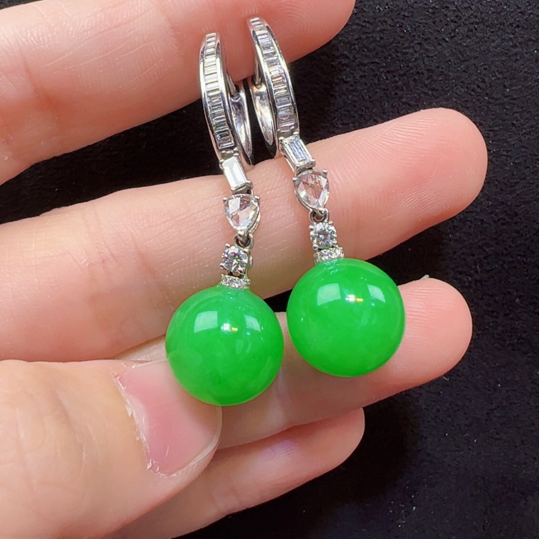 品***店翡翠18K金镶嵌耳饰耳坠7.8w定金