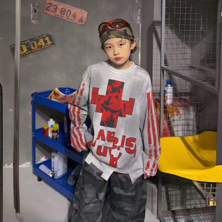 街头时尚潮酷韩版休闲男女童炸街T恤