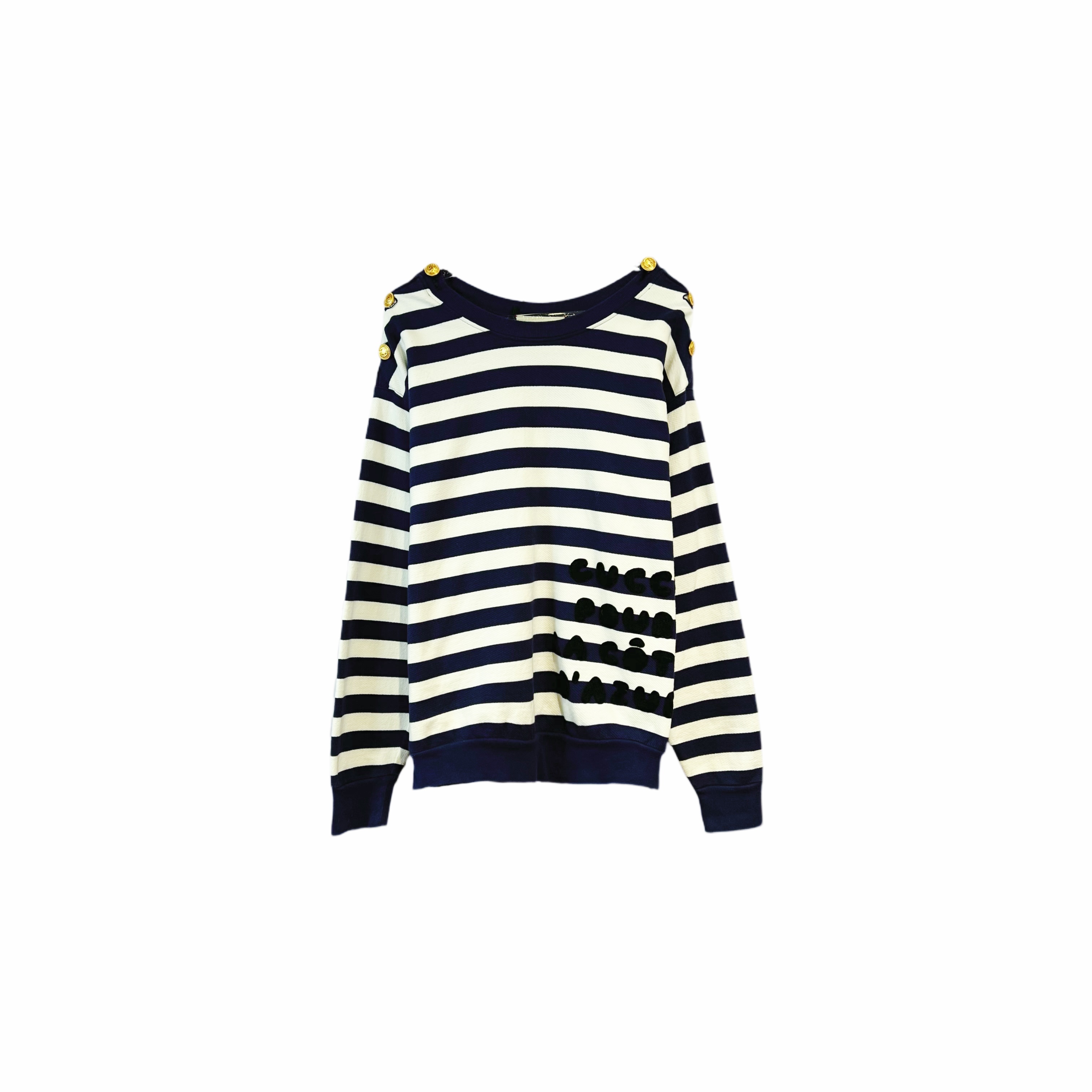 99新 GUCCI/古驰 012987 条纹拼接金扣卫衣 M码