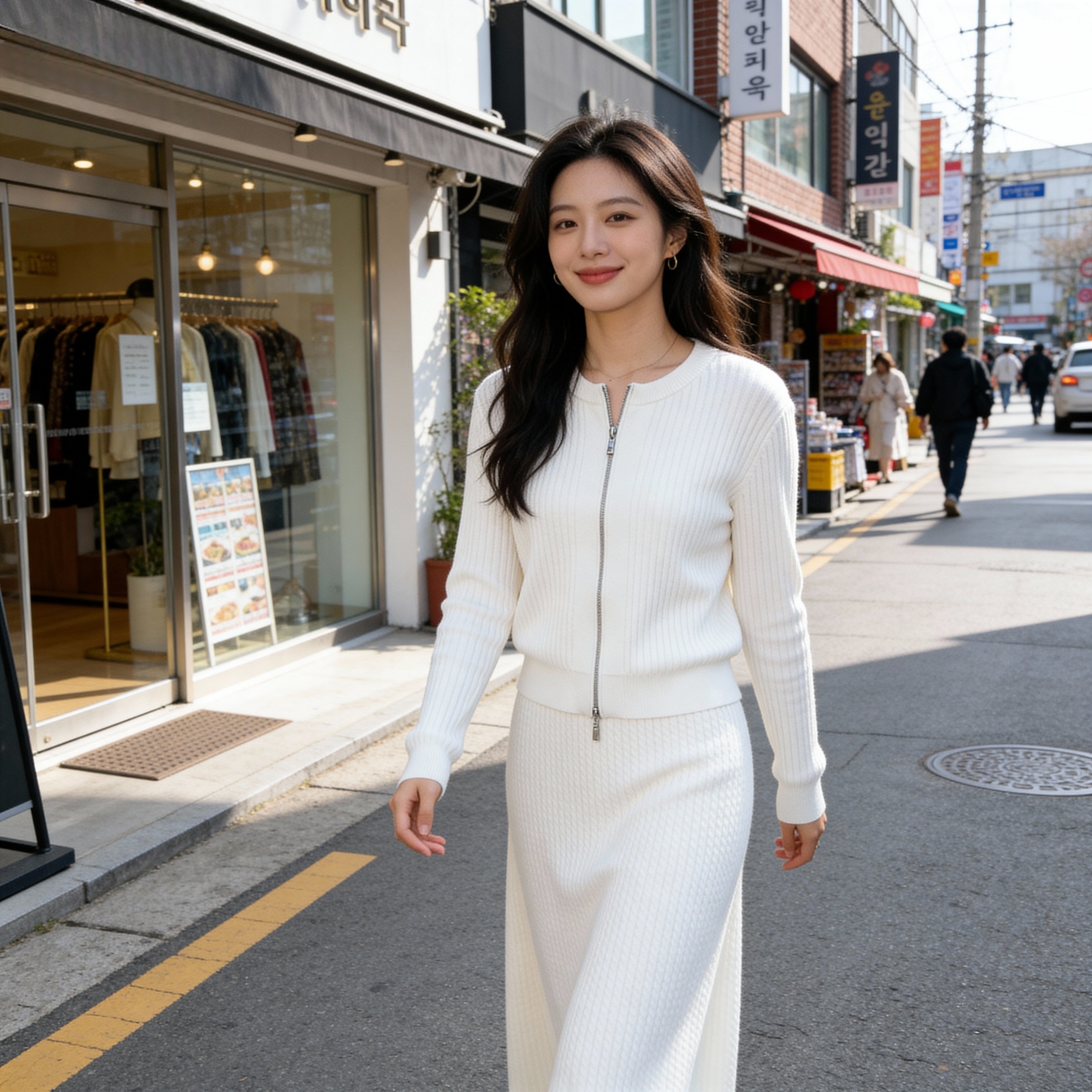 【100% 山羊绒】秋冬圆领拉链针织开衫女气质修身羊绒上衣CKM0002