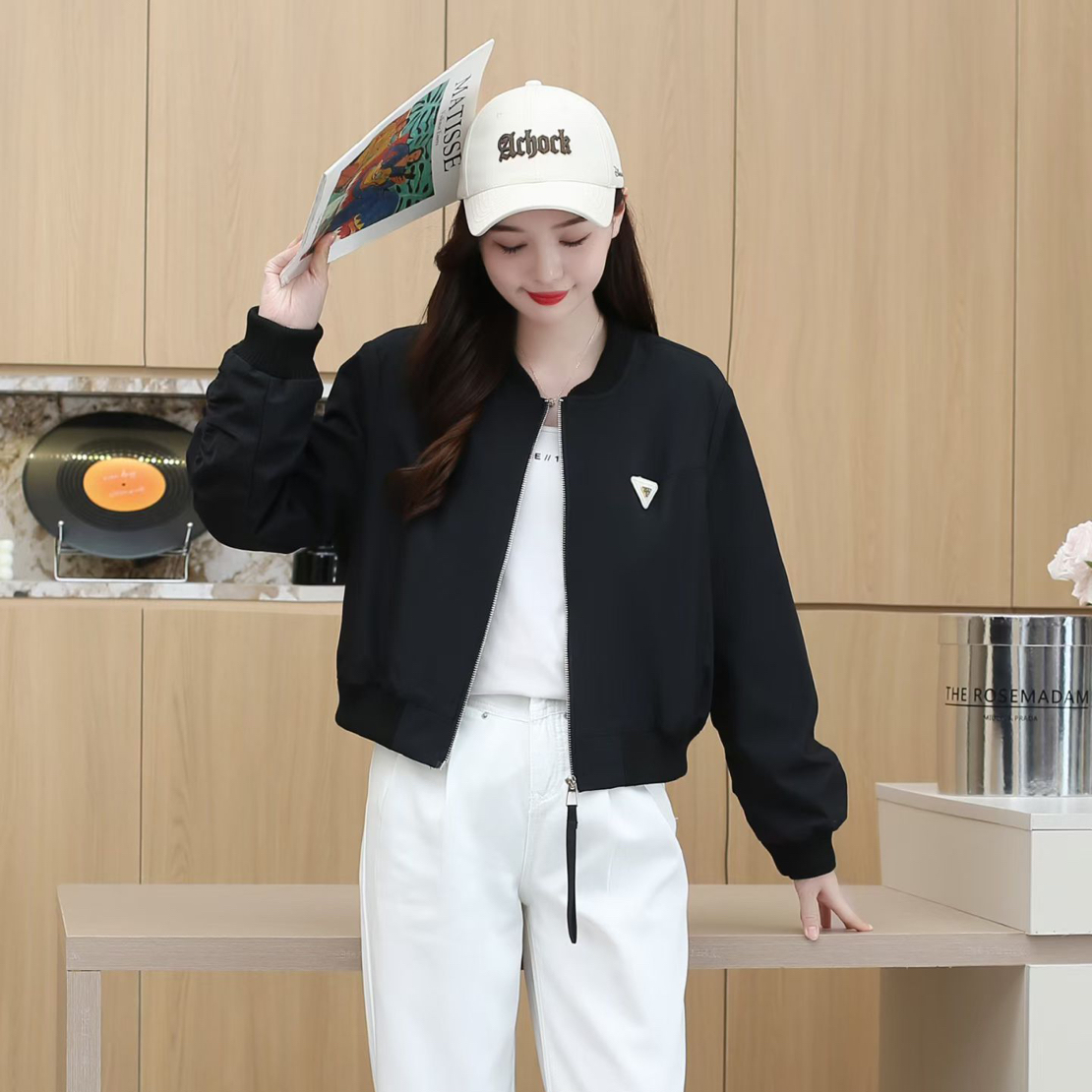 【衣长46】常规款长袖显瘦百搭短外套纯色#8508