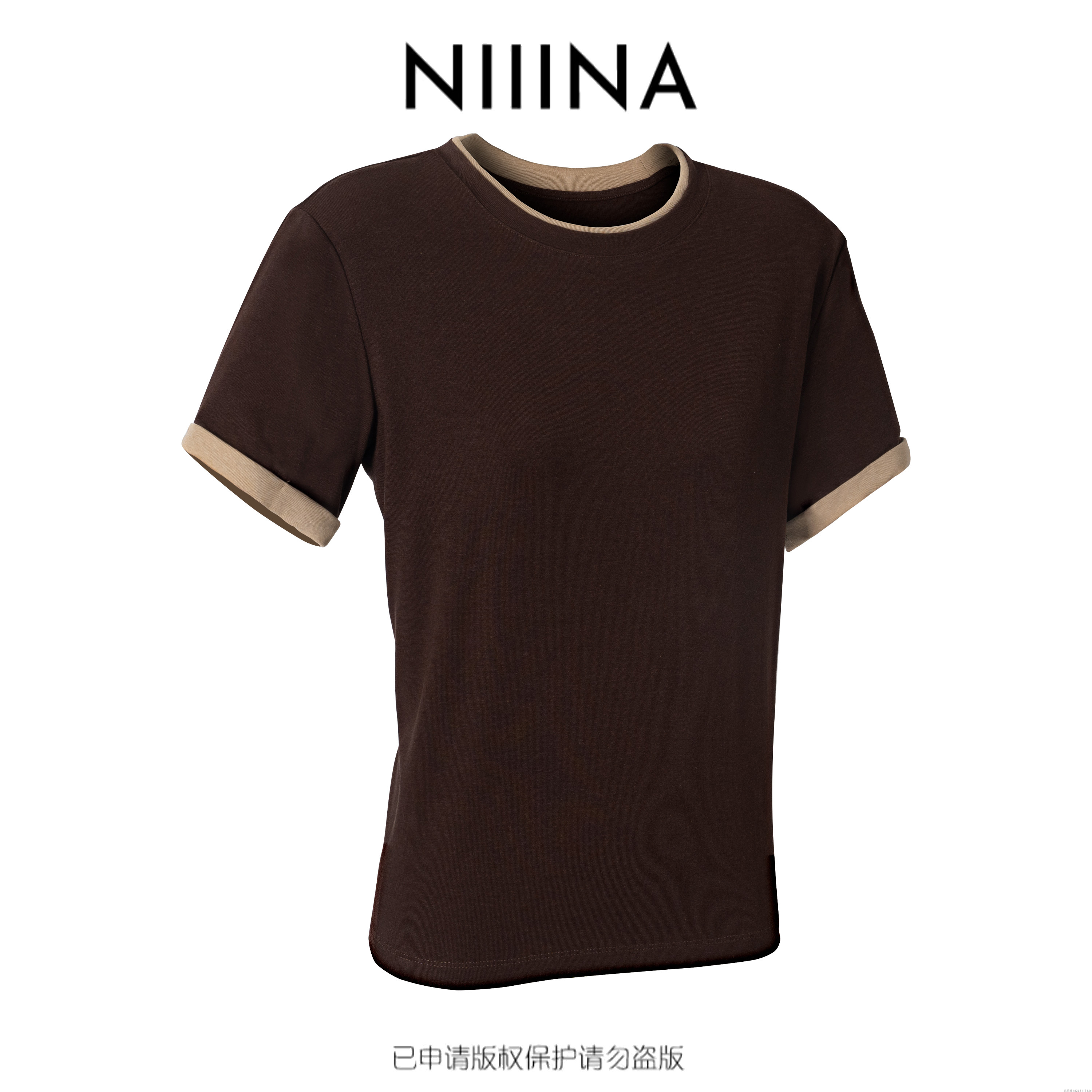 NIIINA 夏季休闲拼接短袖T恤3587H