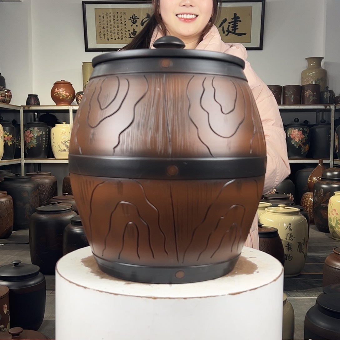 15饼茶叶罐纯手工制作建水紫陶