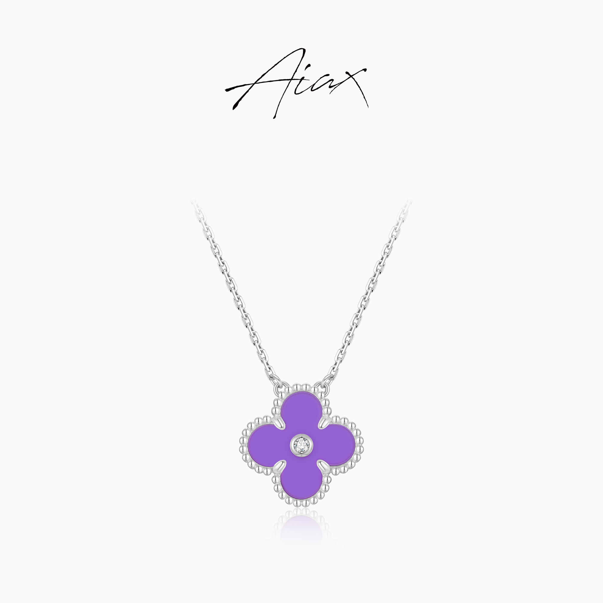 AIAX 925银 流光风 经典法式简约轻奢百搭四叶项链TSJ9407