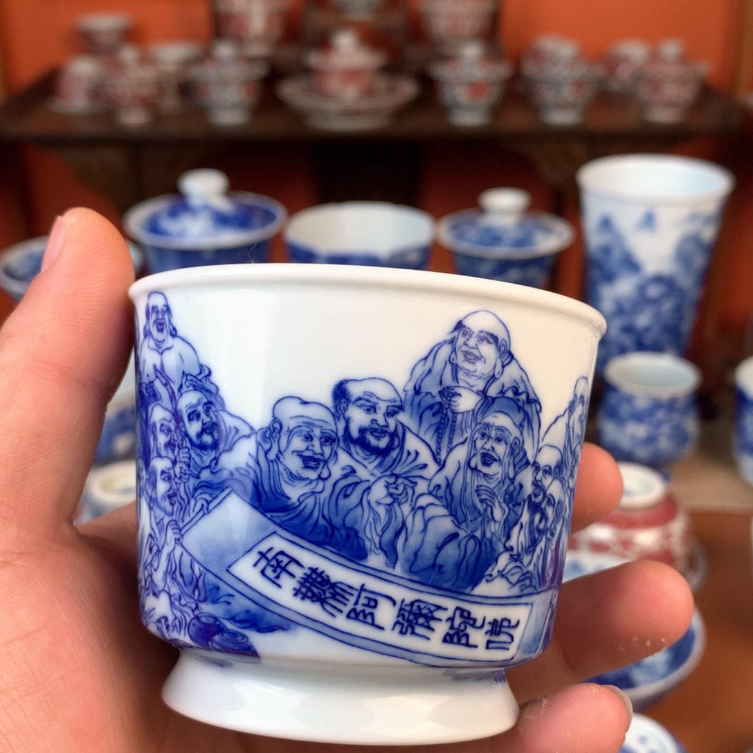 十八罗汉主人杯手工手绘