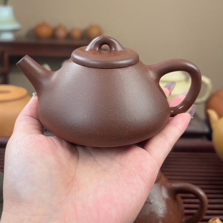 茶壶紫砂棕红紫泥子冶石瓢180cc