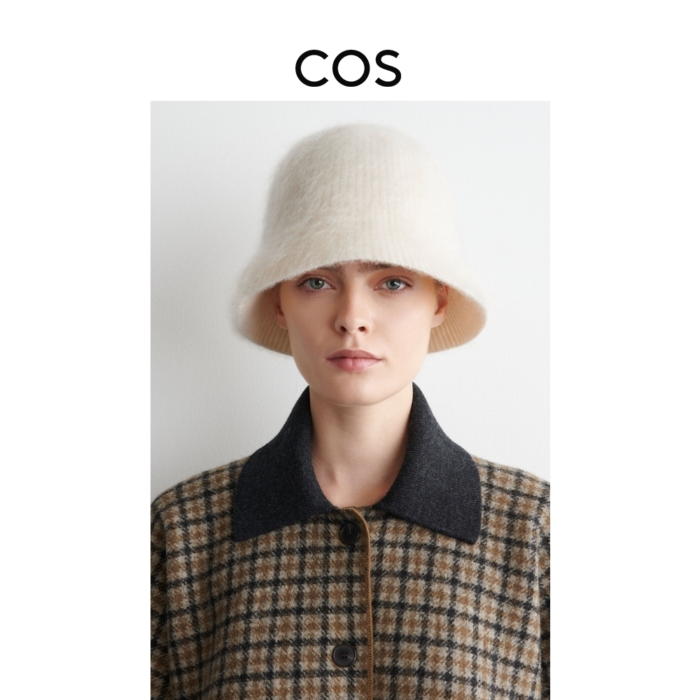 COS女士 混纺纹理渔夫帽米白色2025秋季新品1202935006