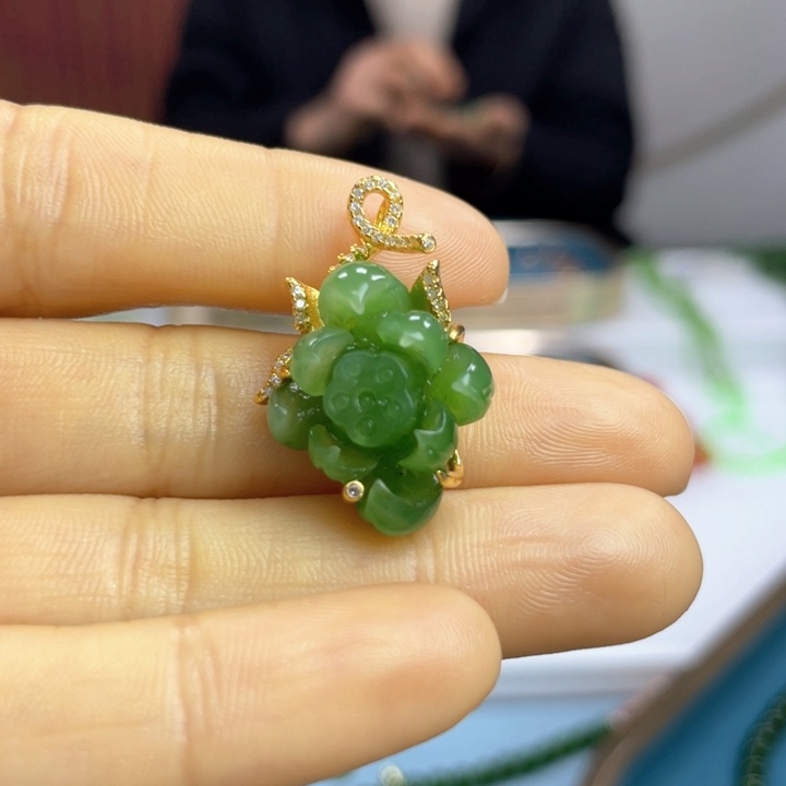 和田玉颈饰银S925镶嵌