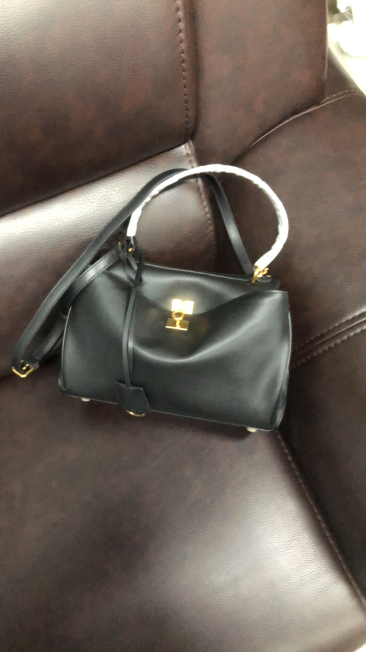 中号休闲百搭黑色牛皮飞机包单肩斜挎手提包托特时尚真皮斜跨包