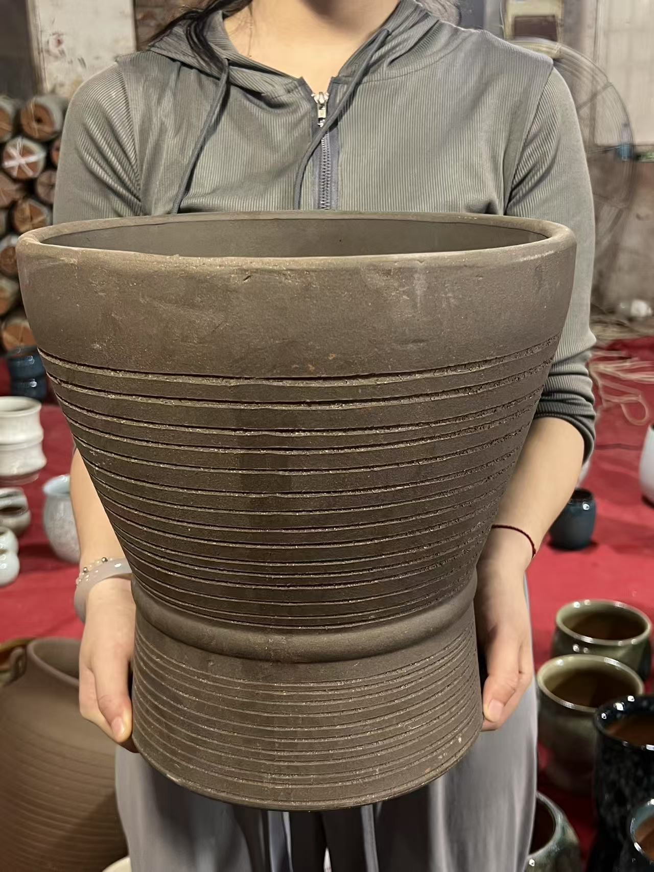 135高端宜兴紫砂花盆高30口29